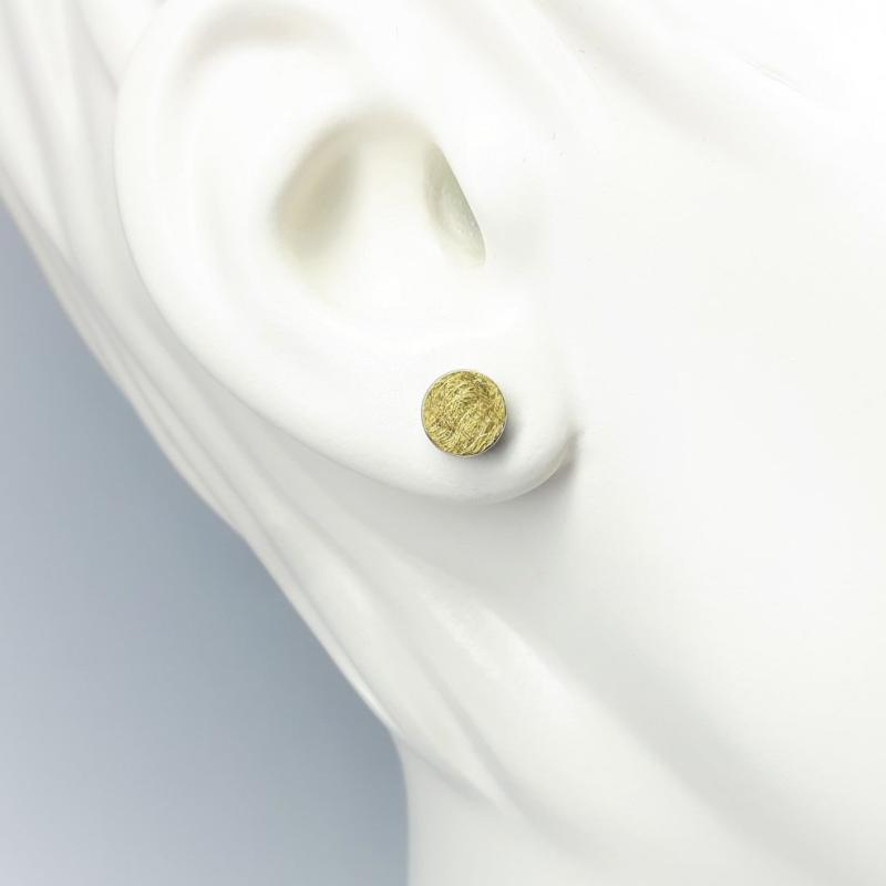 Boucles d'oreilles en or fin et argent 925/- rond Ø7mm. 