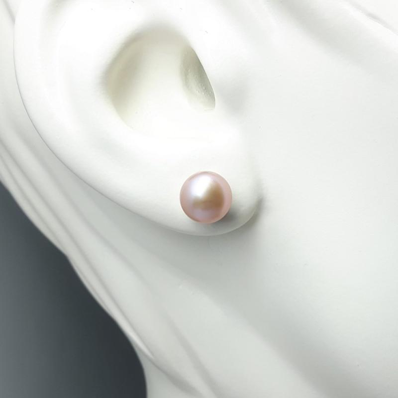 Boucles d'oreilles en or jaune 18kt et perles de culture d'eau douce bouton rose ø8-8,5mm
