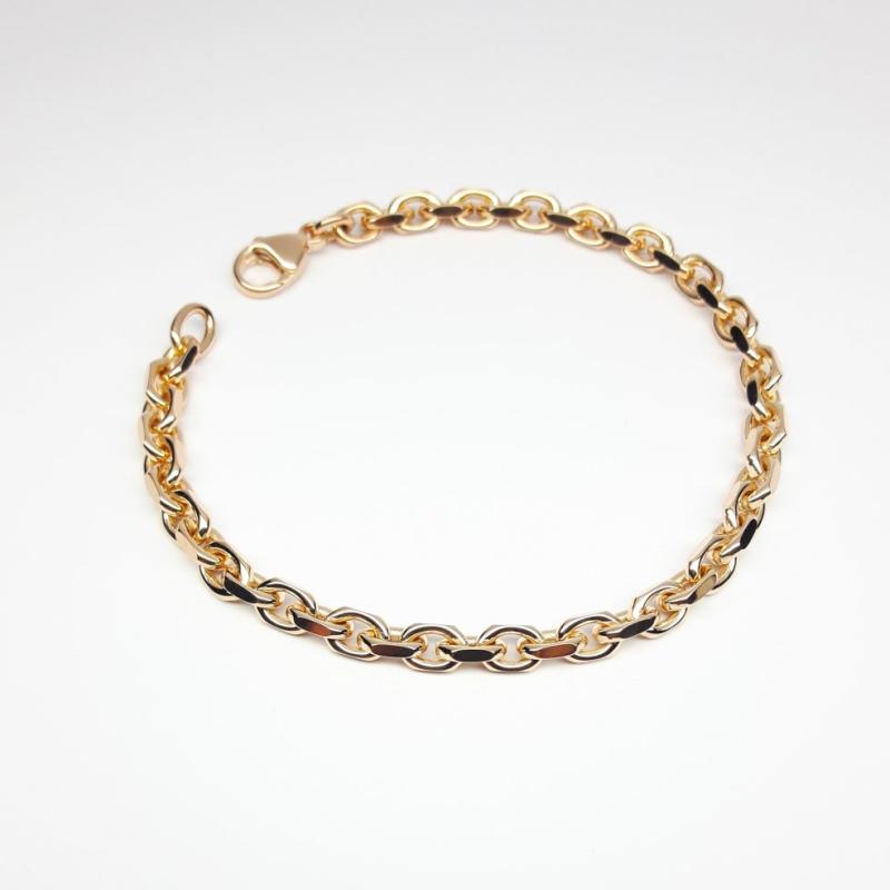 Bracelet forçat diamanté, or rouge 18kt massif 19,5cm Ø4,6mm.